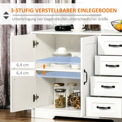 Weißes Sideboard – 4 Schubladen & verstellbarer Einlegeboden