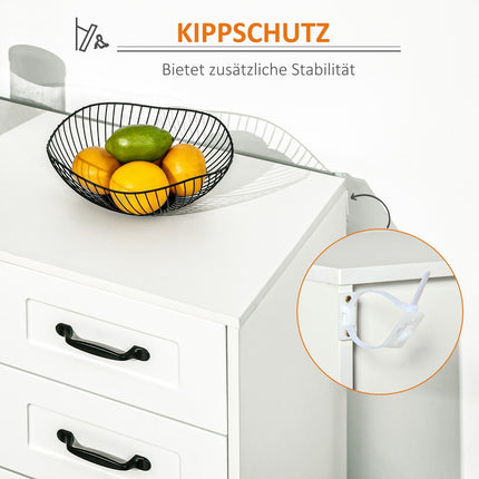 Weißes Sideboard – 4 Schubladen & verstellbarer Einlegeboden