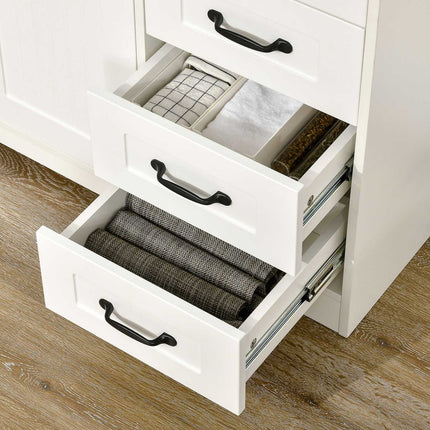 Weißes Sideboard – 4 Schubladen & verstellbarer Einlegeboden