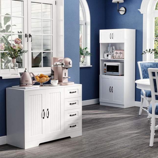 Weißes Sideboard – 4 Schubladen & verstellbarer Einlegeboden