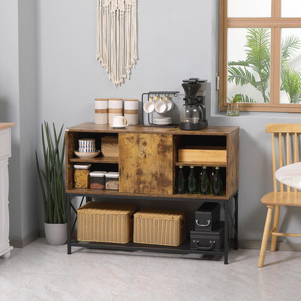 Rustikales braunes Sideboard, 6 Regale, Industriedesign