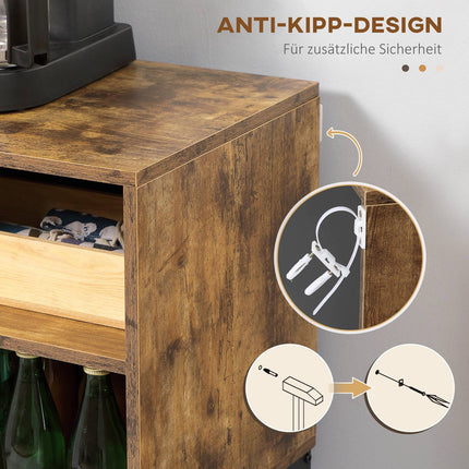 Rustikales braunes Sideboard, 6 Regale, Industriedesign