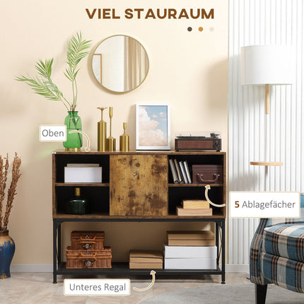 Rustikales braunes Sideboard, 6 Regale, Industriedesign