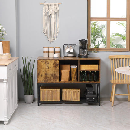 Rustikales braunes Sideboard, 6 Regale, Industriedesign