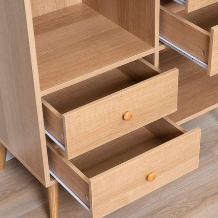 Sideboard mit offenen Fächern, skandinavisches Design, Naturweiß