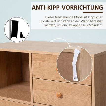 Sideboard mit offenen Fächern, skandinavisches Design, Naturweiß