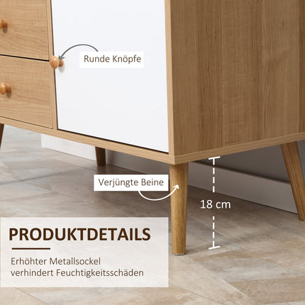 Sideboard mit offenen Fächern, skandinavisches Design, Naturweiß