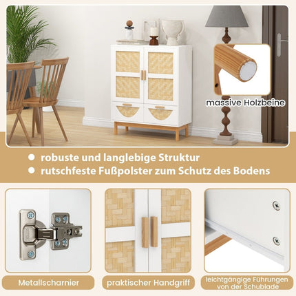 Sideboard Buffetschrank mit 2 Türen &amp; 2 Schubladen &amp; verstellbarem Regal Küchenschrank