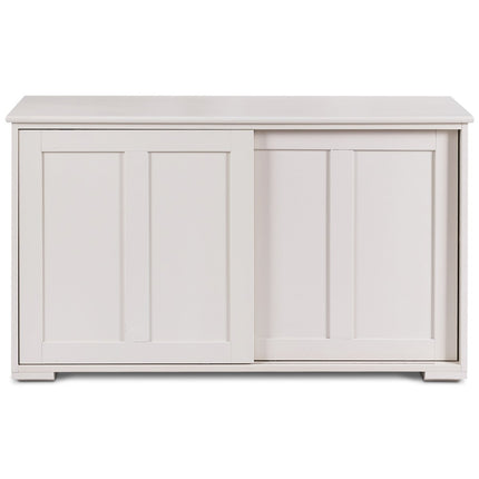 Sideboard Küchenschrank Seitenschrank mit Schiebetüren weiß/braun 106,5 x 33 x 60 cm-Beige