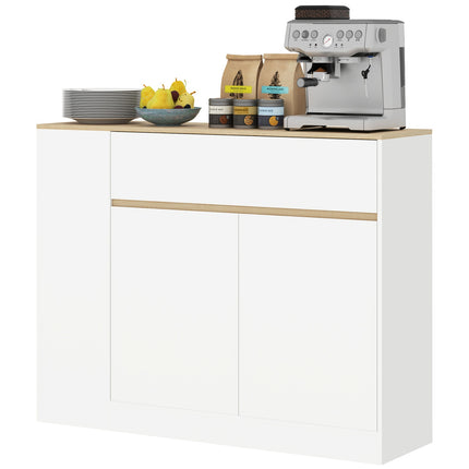 Buffet, meuble de cuisine avec tiroir, étagère réglable, meuble de rangement avec protection anti-basculement, meuble d'appoint pour cuisine, salle à manger, 105 x 30 x 81,5 cm blanc