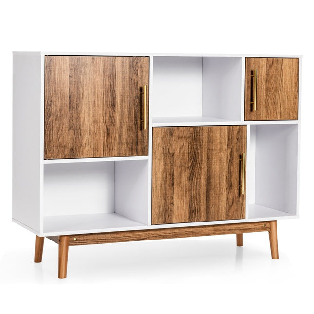 Dressoir staande plank ladekast multifunctionele kast 95 x 31 x 76 cm wit + koffiebruin