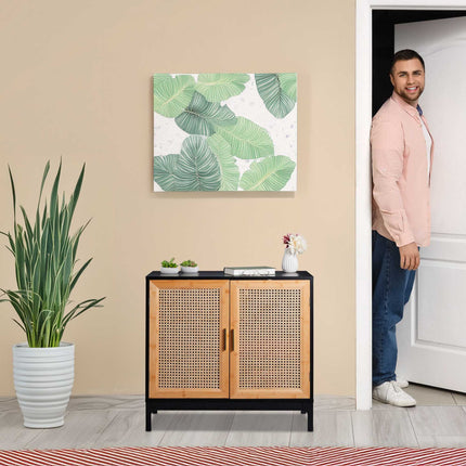 Sideboard with 2 doors in rattan