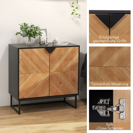Sideboard with 2 doors, kitchen cabinet with shelf, buffet cabinet modern with metal legs, 80 x 40 x 80 cm, black