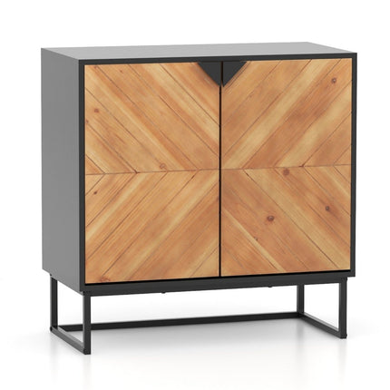 Sideboard with 2 doors, kitchen cabinet with shelf, buffet cabinet modern with metal legs, 80 x 40 x 80 cm, black