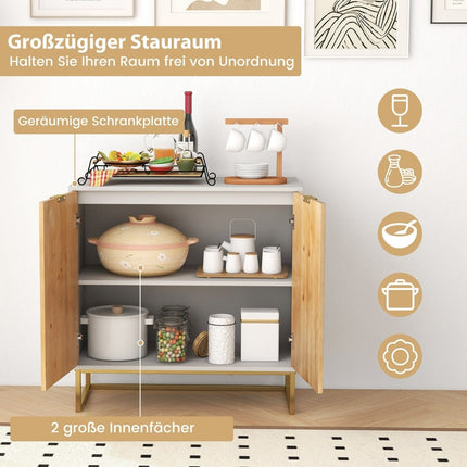 Sideboard mit 2 Türen, Küchenschrank mit Regal, Buffetschrank modern mit Metallbeinen, weiß 80 x 40 x 80 cm