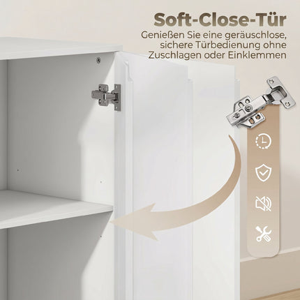 Sideboard mit 4 Schubladen, 1 Tür, verstellbarem Regal, Weiß