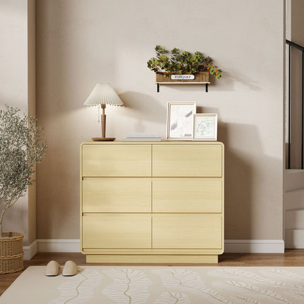 Komoda se 6 zásuvkami, 100 cm, přírodní dřevěný vzhled