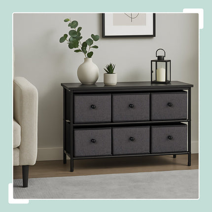 Sideboard with 6 Drawers – Metal Frame, Fabric Storage