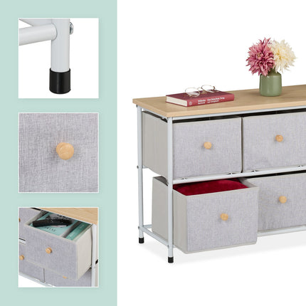 Sideboard mit 6 Schubladen – Metallgestell, Stoffaufbewahrung