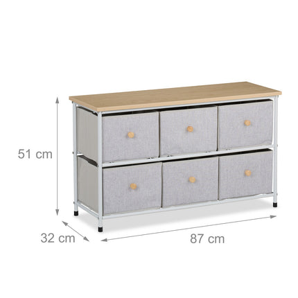 Sideboard mit 6 Schubladen – Metallgestell, Stoffaufbewahrung