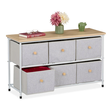 Sideboard mit 6 Schubladen – Metallgestell, Stoffaufbewahrung