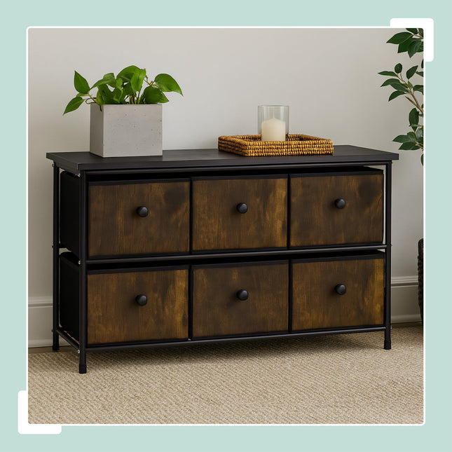 Sideboard mit 6 Schubladen – Metallrahmen, Stoffaufbewahrung