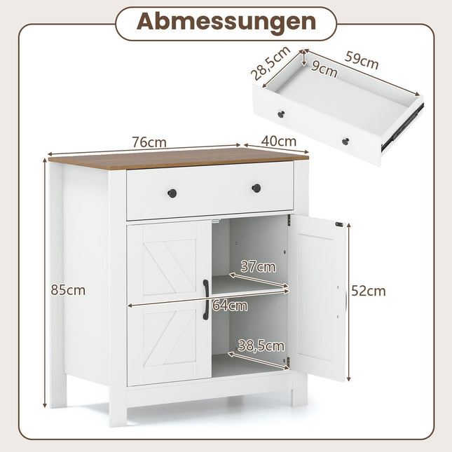 Sideboard mit verstellbarem Einlegeboden, Schublade und Türen