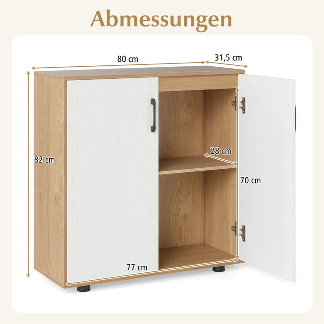 Sideboard mit verstellbarem Einlegeboden und Türen, Naturholzoptik