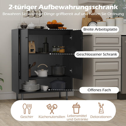 Sideboard mit verstellbaren Einlegeböden, 2 Türen, 75x35x95 cm, Schwarz