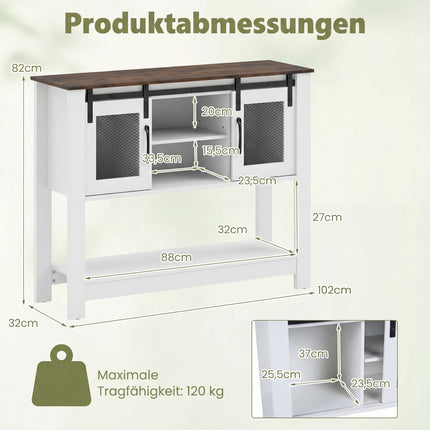 Sideboard with Adjustable Shelves and Sliding Doors