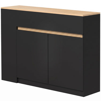 Sideboard with Drawer, Cabinet and 3 Open Shelves, Black, 110 x 29.5 x 82 cm
