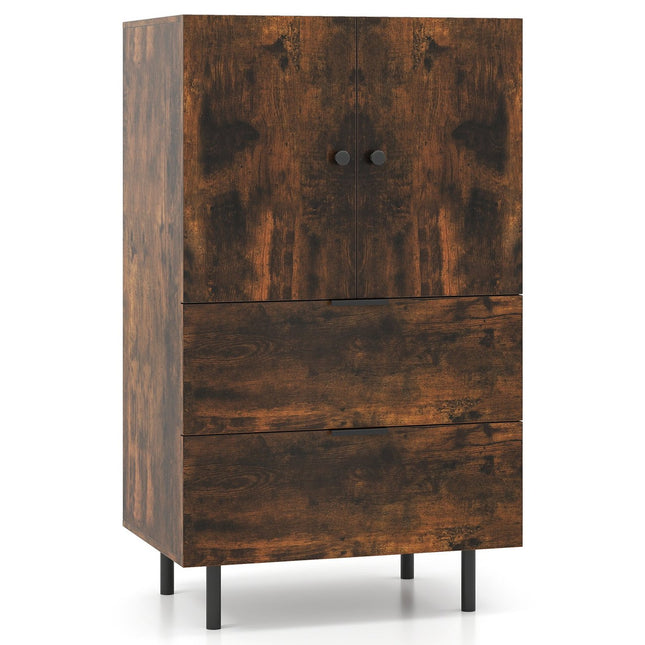Sideboard mit Metallfüßen, Schubladen & Türen, 60x41,5x102 cm