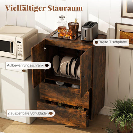 Sideboard mit Metallfüßen, Schubladen & Türen, 60x41,5x102 cm