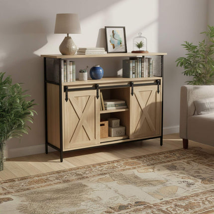 Sideboard with Sliding Barn Doors – Rustic Storage Cabinet