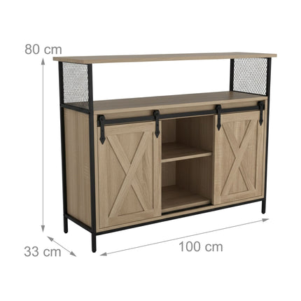 Sideboard with Sliding Barn Doors – Rustic Storage Cabinet
