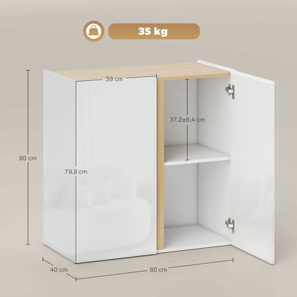 Sideboard mit Soft-Close-Türen, verstellbarem Einlegeboden, Weiß