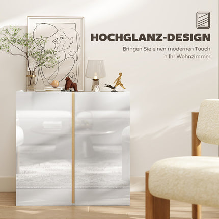 Sideboard mit Soft-Close-Türen, verstellbarem Einlegeboden, Weiß