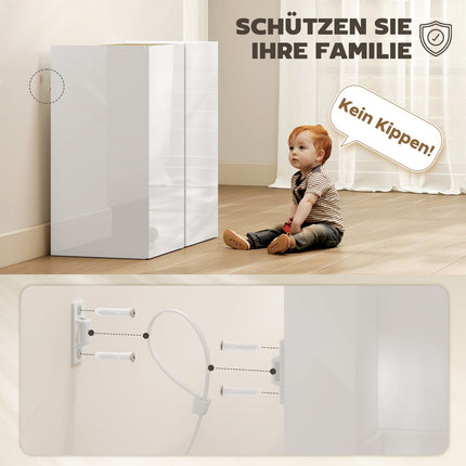Sideboard mit Soft-Close-Türen, verstellbarem Einlegeboden, Weiß
