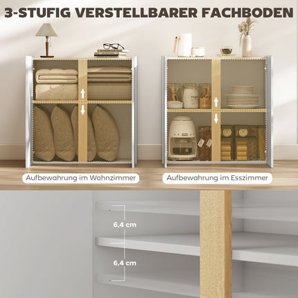 Sideboard mit Soft-Close-Türen, verstellbarem Einlegeboden, Weiß