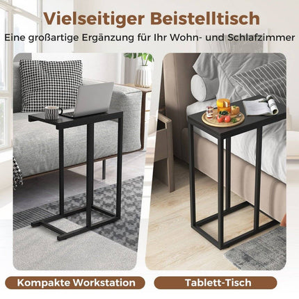 Side table C-shape sofa table with metal frame coffee table for living room 45.5 x 25.5 x 64 cm black