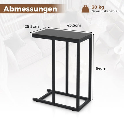 Side table C-shape sofa table with metal frame coffee table for living room 45.5 x 25.5 x 64 cm black