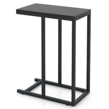 Side table C-shape sofa table with metal frame coffee table for living room 45.5 x 25.5 x 64 cm black