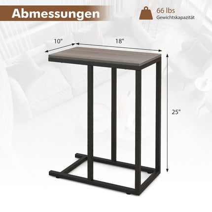 Beistelltisch C-Form Sofatisch mit Metallgestell Couchtisch für Wohnzimmer Grau