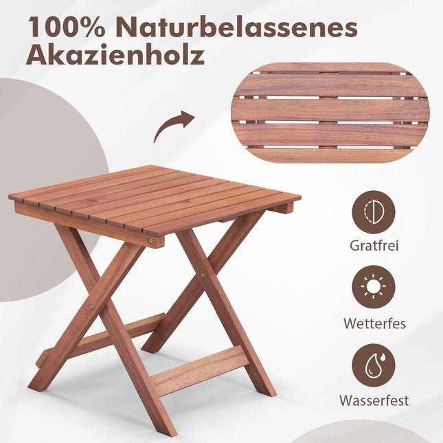 Beistelltisch Akazienholz Gartentisch kleiner Balkontisch X-Form 46 x 46 x 45 cm