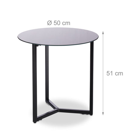 Beistelltisch rund um Glas &amp; Metall