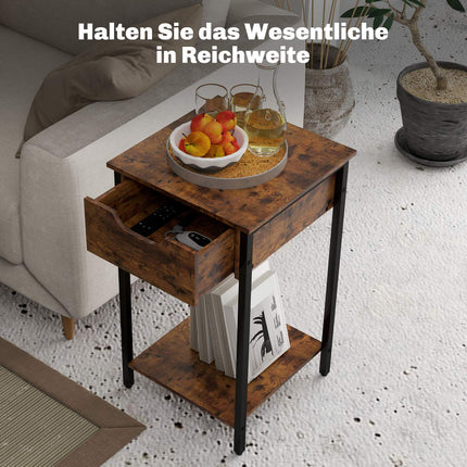 Industrieller Beistelltisch, Rustikales Braun, Stahlrahmen, 40x40x68 cm