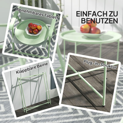 Runder Klapp-Gartentisch – wetterfest & grün, 46x50 cm
