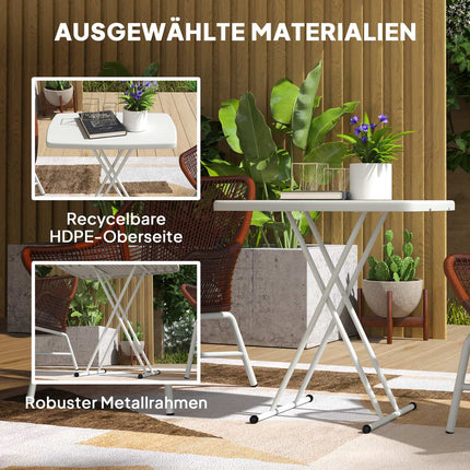 Höhenverstellbarer klappbarer Gartentisch aus Kunststoff – für den Innen- und Außenbereich