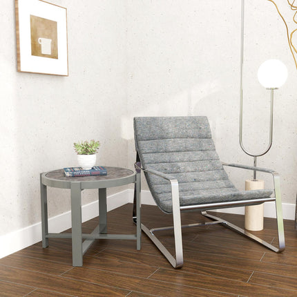 Runder wetterfester Aluminiumtisch, Marmoroptik – grau