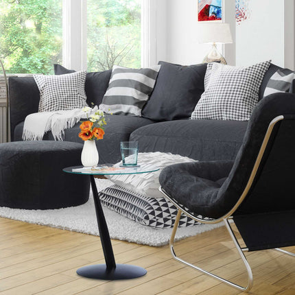Side table in black glass